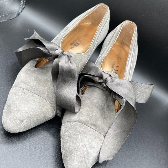 Ellen Tracy Gray Suede Heeled Bootie 7 - Picture 1 of 9